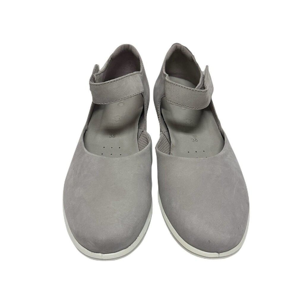 NEW ECCO Felicia Womens Size 38 / 7-7.5 Grey Rose Nubuck Leather Mary Jane Wedge - Picture 4 of 8